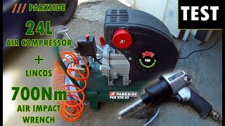 PARKSIDE kompresszor  Lincos légkulcs teszt  LIDL AIR COMPRESSOR PKO 270 A3 amp AIR IMPACT WRENCH [upl. by Frazier803]