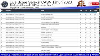 LIVE SCORE Seleksi CASN Tahun 2023 Tilok Kanreg IX BKN Jayapura Sabtu 18112023 Sesi 3 [upl. by Emelun]