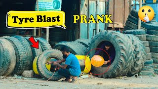 Very Tyre Blast Prank with Popping Balloons NEW  Crazy REACTION with Popping Balloon Prank [upl. by Nonregla21]