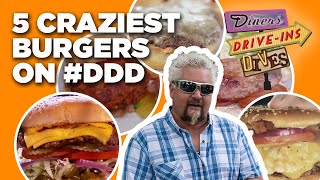 Top 5 MostINSANE Burgers Guy Fieri Has Tried on Diners DriveIns and Dives  Food Network [upl. by Nnairrehs74]