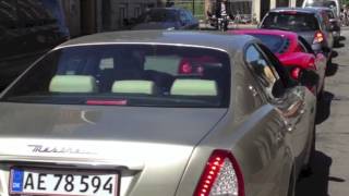 Ferrari F360 CS amp Maserati Quattroporte GTS startup and drive good sound [upl. by Mosora]