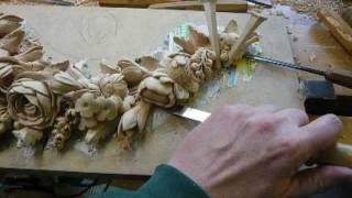 WOODCARVING PART 2Limewood Foliage Carving  Supraporte [upl. by Merilee]