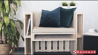 Cómo crear un sillón de palets paso a paso DIY  BAUHAUS [upl. by Polito104]