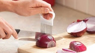 Onion Holder Tomato Slicer Vegetable Cutter Safety Cooking Tools [upl. by Aseeral426]