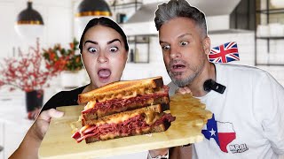 Brits Try REUBEN SANDWICH For The First Time  we made our own Corned Beef [upl. by Sualkin]