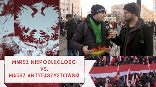 Marsz Niepodległości vs Marsz Antyfaszystowski RepublikaPyta [upl. by Eetnuahs]