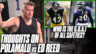 Pat McAfee amp Ike Taylor Talk The Ed Reed vs Troy Polamalu Debate [upl. by Nilkoorb118]