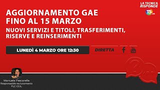 Aggiornamento Gae fino al 15 marzo nuovi servizi e titoli trasferimenti riserve e reinserimenti [upl. by Reynard]