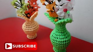 FLOWER POT MADE WITH PLASTIC WIRE Type 1  SUBSCRIBE Craft India For more videos [upl. by Leschen229]