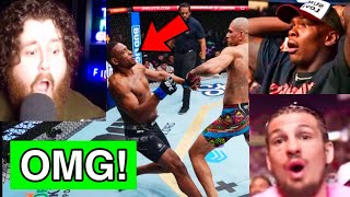 MMA WORLD REACTS TO ALEX PEREIRA KNOCKING OUT JAMAHAL HILL AT UFC 300 [upl. by Sabrina]