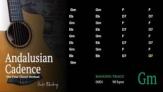 Andalusian Cadence in Gm  Playalong Backing Track 0001  4 Chord Song  90bpm [upl. by Namolos]