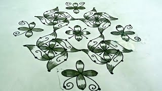 Easy Latest Dotted kolam🌺Beginners Rangoli🌺KOLAMLIBRARY [upl. by Akimaj]