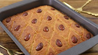 Basbousa Recipe  How to Make Basbousa Semolina Cake [upl. by Ardnauqal]