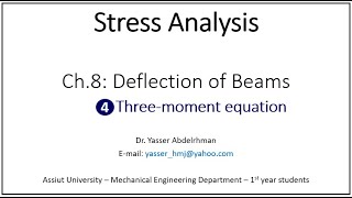 Lecture 20  Stress Analysis  Deflection of beams  Clapeyrons theorem  Threemoment equation [upl. by Nirok]