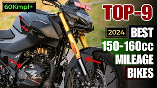 Top 9 Most Fuel Efficient 150160cc Bikes in India 2024 🔥 for Mileage and Performance  E20 models [upl. by Nibbs]