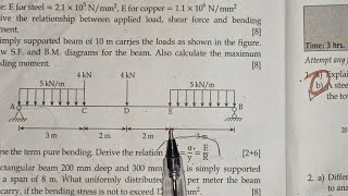 Mechanics Of Structure 4ThSem Diploma in civil engineering SF amp BM diagram numerical [upl. by Petta]