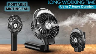 Portable Handheld Misting Fan 3000mAh Rechargeable Battery Operated Spray Water Mist Fan Outdoors [upl. by Lippold]