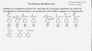 Problema 2 Reactividad del derivados del benceno en la sustitución electrófila [upl. by Nrek159]