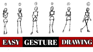 How to draw gesture poses  easy gesture drawing practice [upl. by Noteloc]