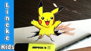 Zo teken je Pikachu  3D tekenen in stappen [upl. by Odracir]