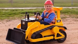 Kid Trax CAT Bulldozer  Kids Tractor Unboxing and Riding [upl. by Tam722]