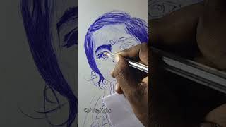 Ballpoint pen Drawing Portrait artistkalai art shorts [upl. by Maxima]