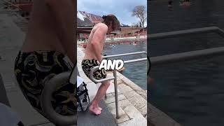 Boy jumps into the pool dispite poor legs 🦵 [upl. by Nywde]