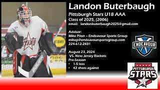 Landon Buterbaugh 2006 Goalie Pittsburgh Stars U18AAA vs New Jersey Rockets [upl. by Nautna291]