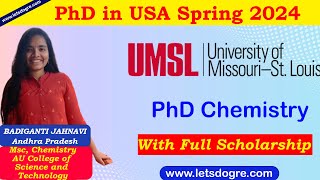 USA Spring Admission PhD in Chemistry with Full Scholarship at Missouri Saint Louis USA [upl. by Labana]