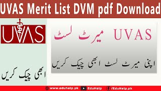 UVAS Merit List 2023 DVM pdf Download [upl. by Akila]