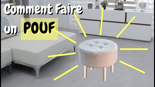 Comment Faire un POUF Rond en BOIS  DIY  Tabouret Capitonné TUTO [upl. by Aneet]