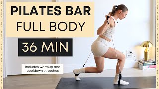 36 MIN PILATES BAR full body workout includes warmup and cool down stretches [upl. by Litta]