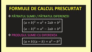 FORMULE DE CALCUL PRESCURTAT CLASA A 8 A MATEMATICA ab la puterea 2 aba b EXERCITII REZOLVATE [upl. by Edmunda65]