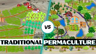 Traditional Farm Design vs Permaculture Design Whats the Difference [upl. by Aroon]