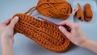 Crochet slippers on the double sole  a detailed tutorial [upl. by Schofield]