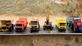 Rescue and find construction vehicles on sand  Dump truck excavator toy stories  BIBO TOYS [upl. by Carry]