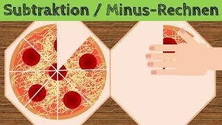 123 Zahlen lernen Subtraktion MinusRechnen mit Pizza Kinder lernen spielend Mathe [upl. by Hairam]