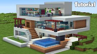 Minecraft How to Build a Modern House Tutorial Easy 42  Interior in Description [upl. by Azitram]