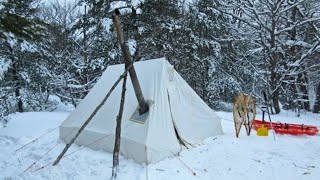 40° Solo Camping 5 Days  Snowstorm amp Winter Camping Hot Tent  Alone with My Dog in Forest [upl. by Leboff496]