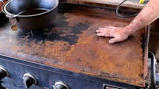 How to take the rust off of a flat griddle or blackstone [upl. by Ervin]