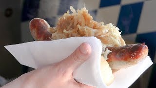 Germany Street Food Huge Grill of Bratwurst Sausages and Long Skewers [upl. by Sprague]