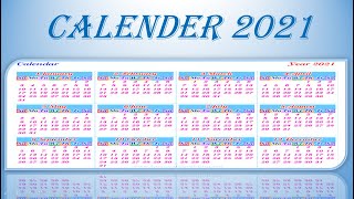 Calendar 2021 with holidays  Calendar animations in Powerpoint  Presentation with Calender 2021 [upl. by Lexis323]