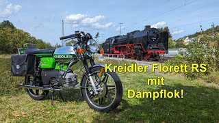 Kreidler Florett RS mit Dampflok BR 01 zwei deutsche Technikwunder auf der Schwäbischen Alb [upl. by Tram]