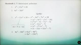 8 02 061  Java 16  Matematikë  faktorizimi i polinomit në varësi të numrit të termave [upl. by Yrreiht590]