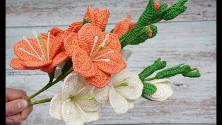 🌺GLADIOLOS TEJIDOS EN CROCHET🌺🌺🌺 [upl. by Dorelle711]