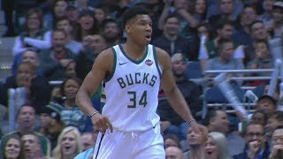 Bucks 16 Blocks Giannis Antetokounmpo 2 Blks Same Play Pistons vs Bucks 201718 Season [upl. by Latty]