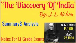 The Discovery of India by Pt Jawahar Lal Nehru Bharat Ki Khoj Notes for Lt Grade TGT PGT Exams [upl. by Cash]