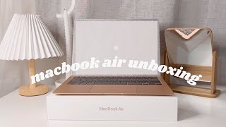 macbook air M1 gold aesthetic unboxing amp accessories [upl. by Pansie]