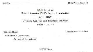 Zoology BSC CBZ 1st Sem NEP 2023 Question Paper Cytology genetics and infectious diseases [upl. by Lledal]