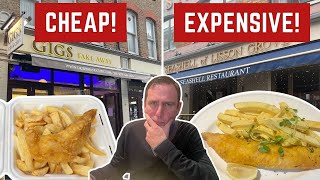 Reviewing CHEAP vs EXPENSIVE FISH and CHIPS in LONDON The WORST FISH and CHIPS so far [upl. by Siekram]